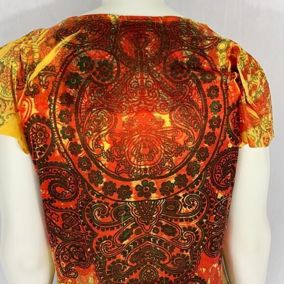 One World Live & Let Live Women's Blouse Top Size S Short Sleeve Square Neck - Picture 5 of 7